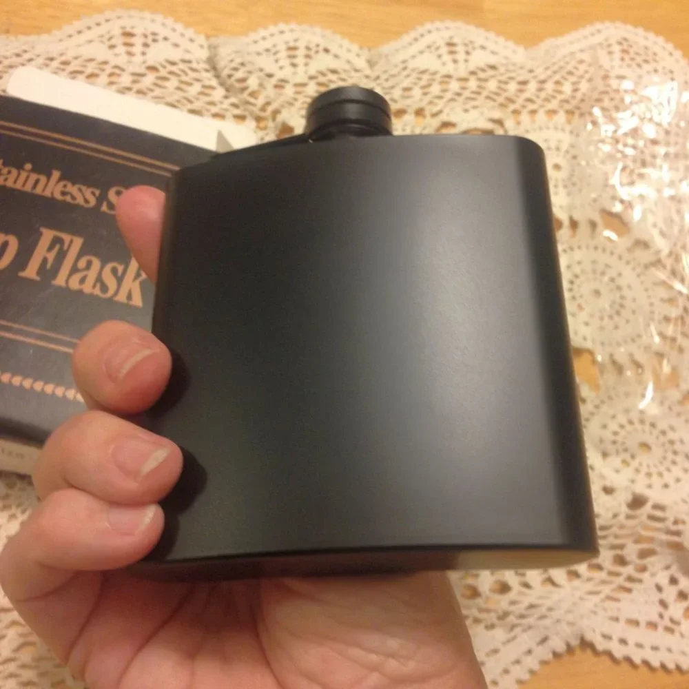 Stainless Steel Hip Flask, black, nwot